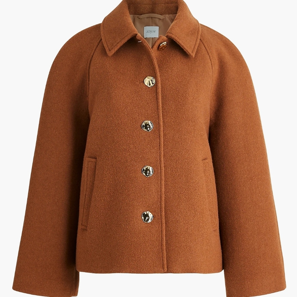 NWT J.Crew Women's Cropped Wool Blend Swing Coat Sz S